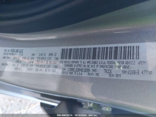 1C6RREJG3KN813299 RAM 1500 Laramie  4x2 5'7 Box