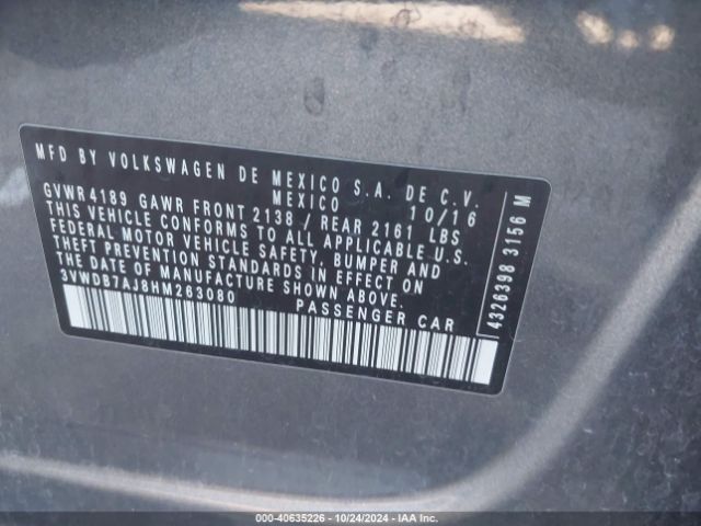3VWDB7AJ8HM263080 Volkswagen Jetta 1.4t Se
