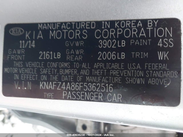 KIA FORTE EX 2015 KNAFZ4A86F5362516 Image 9