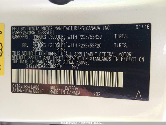 Lexus RX 350 2016 2T2ZZMCA2GC009304 Image 9