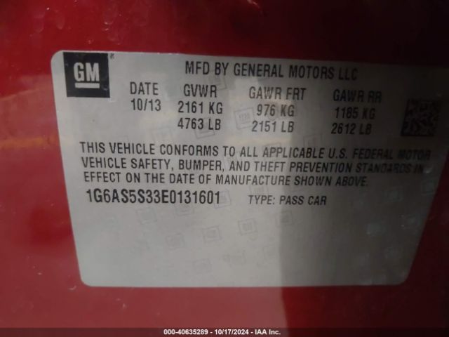 1G6AS5S33E0131601 Cadillac Cts Performance