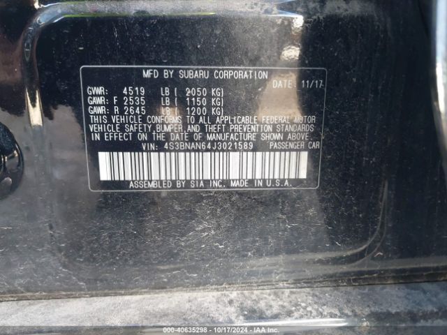 4S3BNAN64J3021589 Subaru Legacy 2.5i Limited