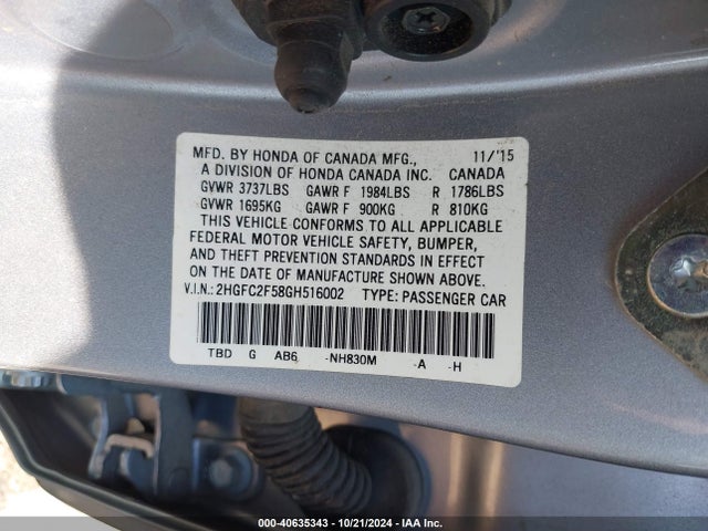 Honda Civic Lx 2016 2HGFC2F58GH516002 Image 9