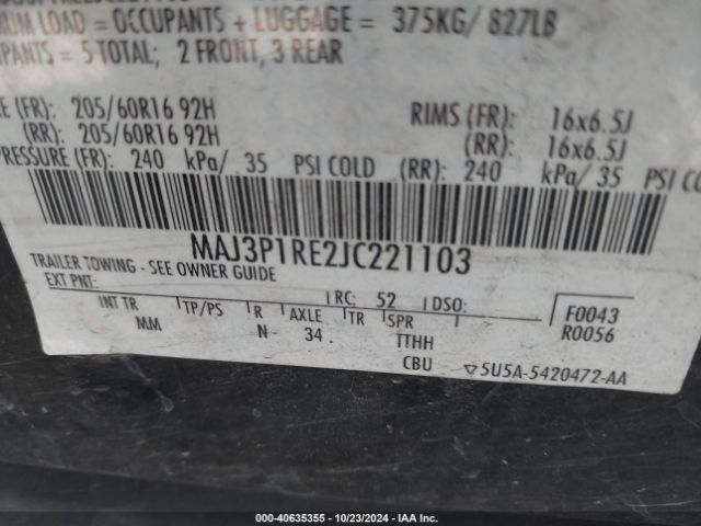 MAJ3P1RE2JC221103 Ford ECOSPORT S