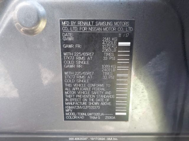 KNMAT2MV0JP531379 Nissan ROGUE SV