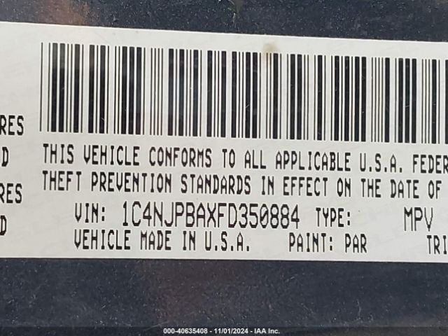 1C4NJPBAXFD350884 Jeep Patriot Altitude Edition