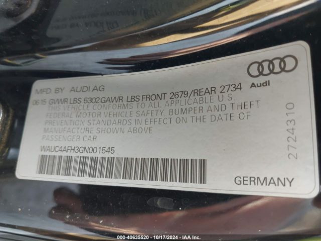 WAUC4AFH3GN001545 Audi S5 3.0t Premium Plus