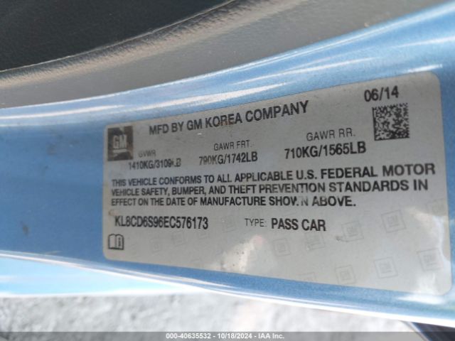 KL8CD6S96EC576173 Chevrolet Spark 1lt Auto