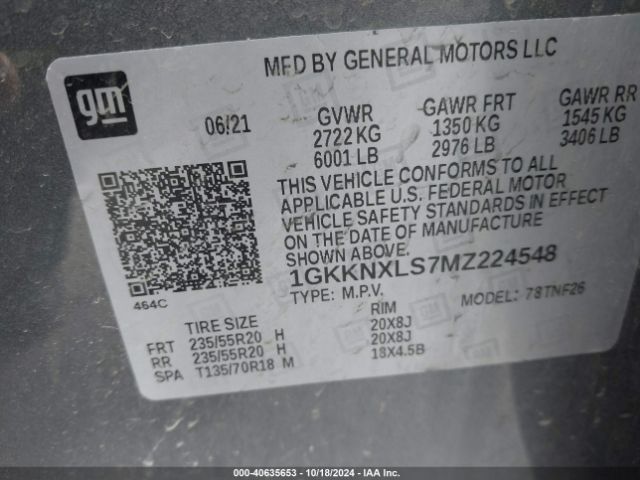 1GKKNXLS7MZ224548 GMC Acadia Awd Denali