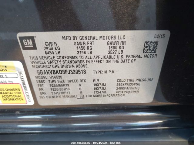 5GAKVBKD8FJ339518 Buick Enclave Leather