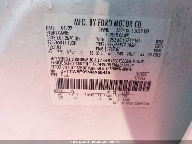 Ford Maverick Xlt 2022 3FTTW8E95NRA59439 Image 9