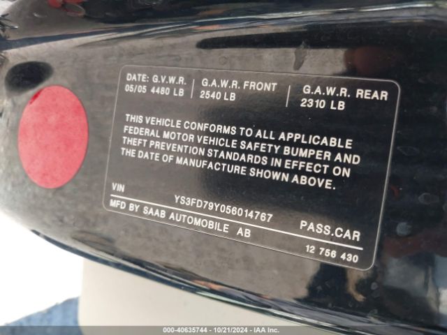 2005 SAAB 9-3 YS3FD79Y056014767 Photo 8