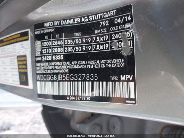 WDCGG8JB5EG327835 Mercedes-Benz Glk 350 4matic