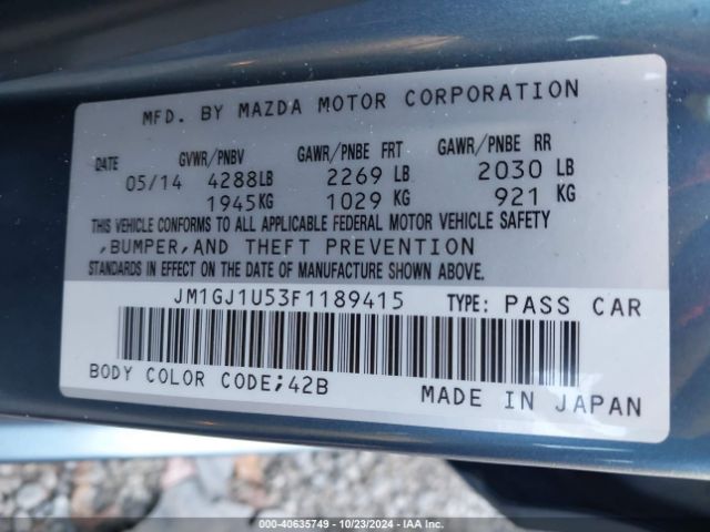 JM1GJ1U53F1189415 Mazda Mazda6 I Sport