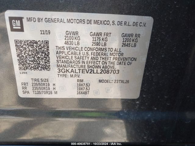 3GKALTEV2LL208703 GMC Terrain Awd Sle