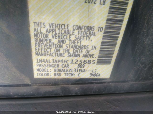 1N4AL3AP4FC125685 Nissan Altima 2.5 S