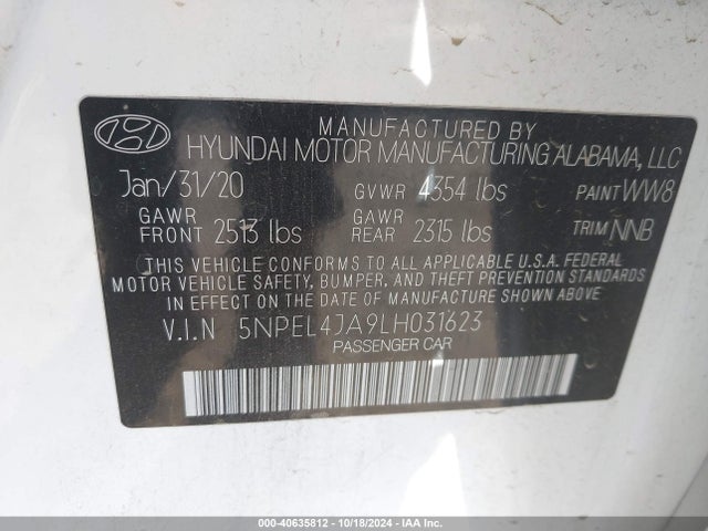 Hyundai SONATA SEL 2020 5NPEL4JA9LH031623 Image 9