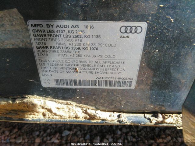 WA1BCCFS8HR008763 Audi Q3 2.0t Premium