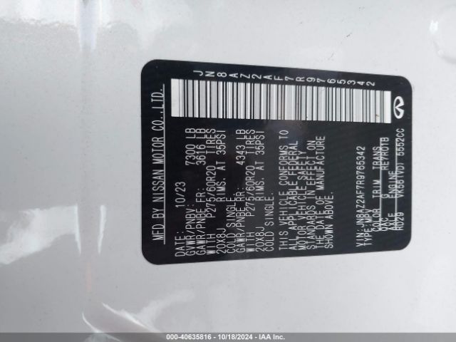 JN8AZ2AF7R9765342 Infiniti QX80 LUXE