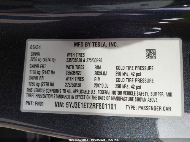 2024 TESLA MODEL 3 5YJ3E1ET2RF801101 Photo 8