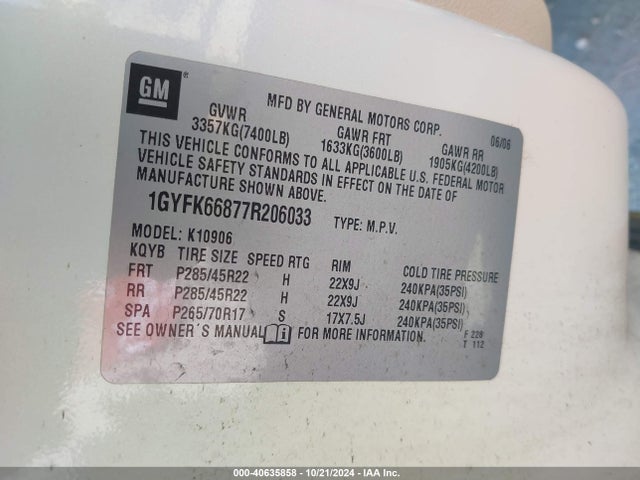 2007 CADILLAC ESCALADE ESV 1GYFK66877R206033 Photo 8