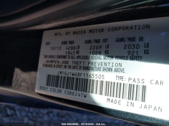 JM1GJ1W68F1165505 Mazda Mazda6 I Grand Touring