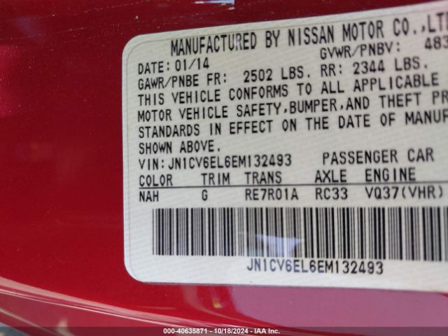 JN1CV6EL6EM132493 Infiniti Q60