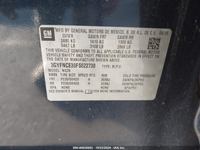 3GYFNCE30FS622738 Cadillac Srx Performance Collection