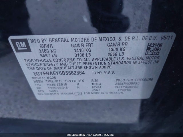 2011 CADILLAC SRX 3GYFNAEY6BS662364 Photo 8