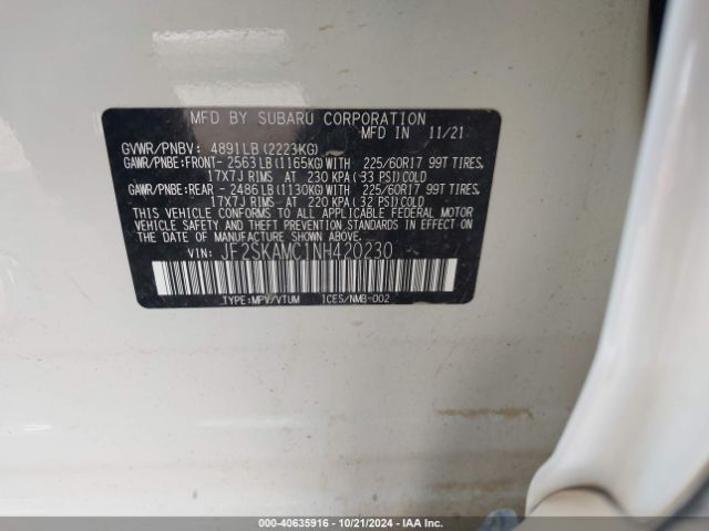 JF2SKAMC1NH420230 Subaru Forester Wilderness