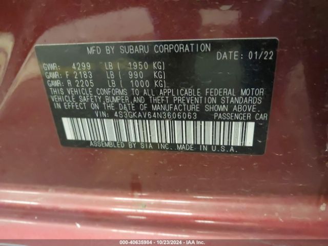 4S3GKAV64N3606063 Subaru Impreza Premium
