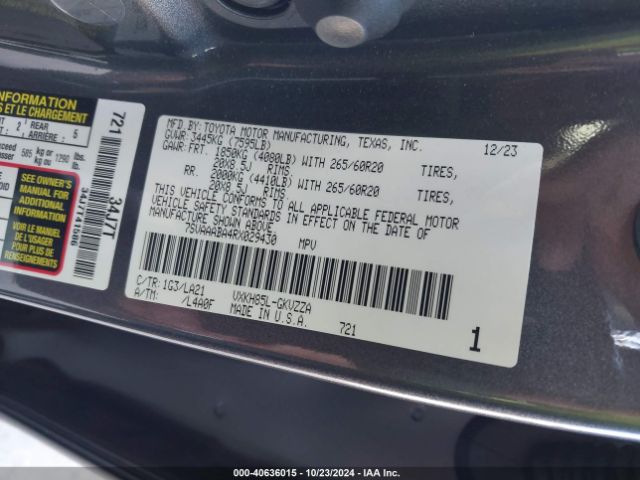 7SVAAABA4RX029430 Toyota Sequoia Platinum