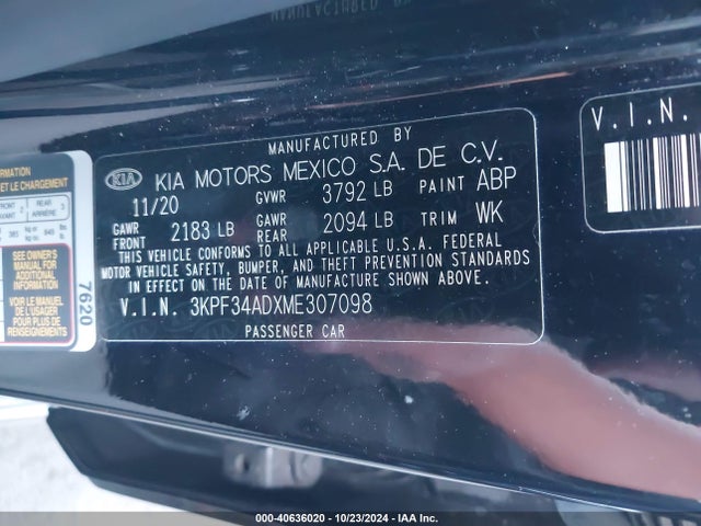 KIA Forte Gt-line 2021 3KPF34ADXME307098 Image 9
