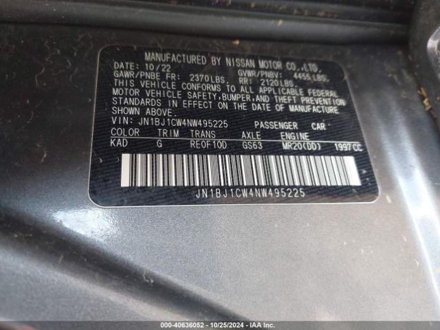 JN1BJ1CW4NW495225 Nissan Rogue Sport Sl Awd Xtronic Cvt