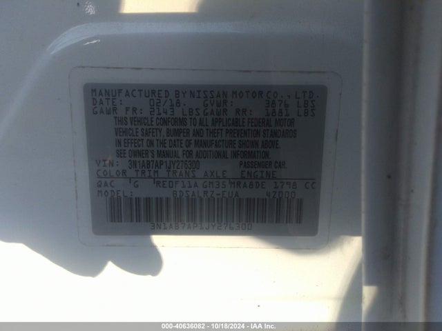 Nissan SENTRA SR 2018 3N1AB7AP1JY276300 Image 9