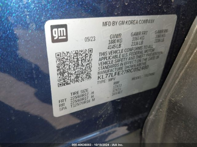 KL77LFE27RC052480 Chevrolet Trax Fwd Sp