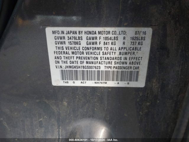 JHMGK5H78GS007623 Honda FIT EX