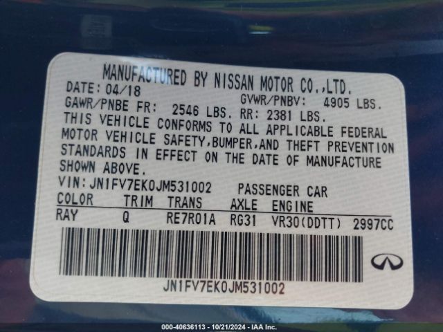 JN1FV7EK0JM531002 Infiniti Q60 3.0t Red Sport 400