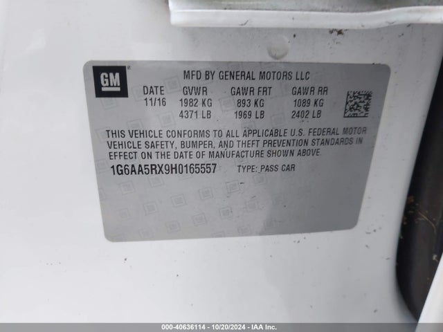 1G6AA5RX9H0165557 Cadillac Ats Standard