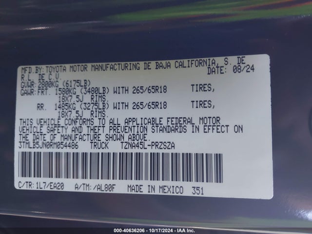 3TMLB5JN0RM054486 Toyota Tacoma Double Cab/sr5/trd Sport/trd Off Road/ltd