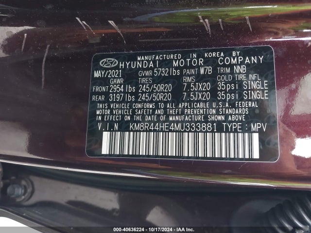 Hyundai Palisade Sel 2021 KM8R44HE4MU333881 Image 9