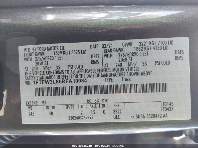 Ford F-150 Xlt 2024 1FTFW3L86RFA10084 Image 9