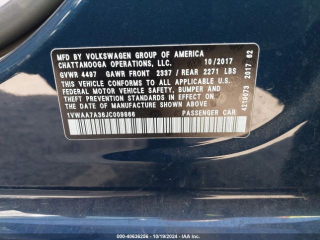 1VWAA7A36JC009866 Volkswagen Passat 2.0t R-line/2.0t S