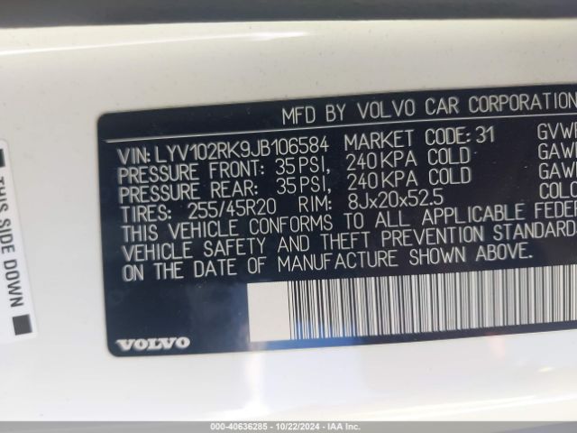 LYV102RK9JB106584 Volvo Xc60 T5 Momentum