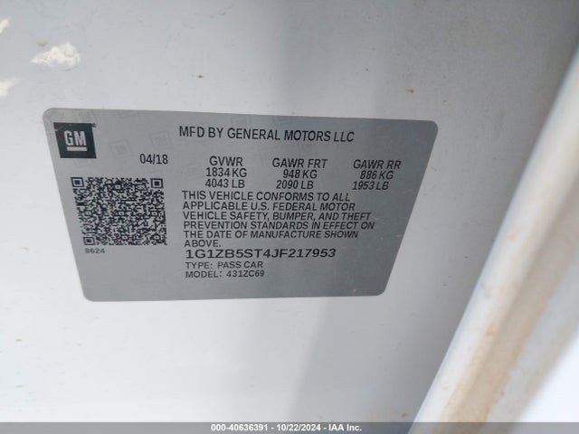 Chevrolet Malibu 1ls 2018 1G1ZB5ST4JF217953 Image 9