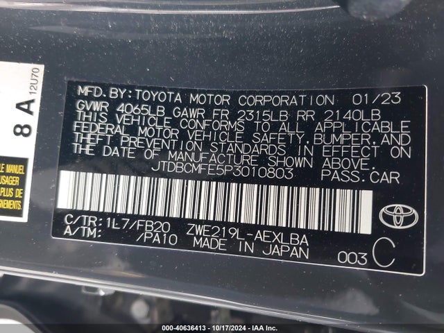 Toyota Corolla Hybrid Le 2023 JTDBCMFE5P3010803 Image 9