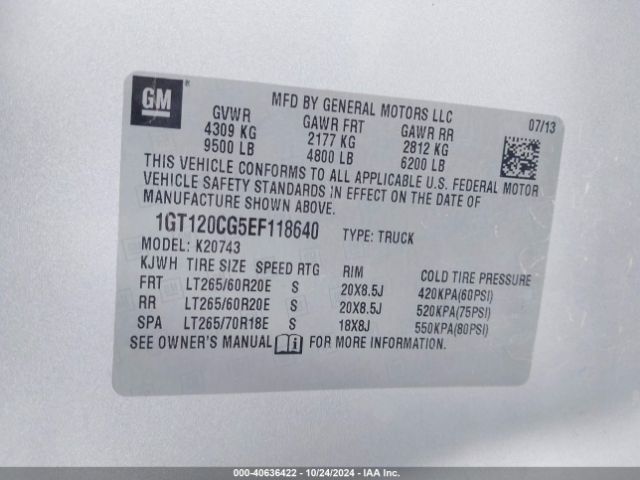 1GT120CG5EF118640 GMC Sierra 2500hd Sle