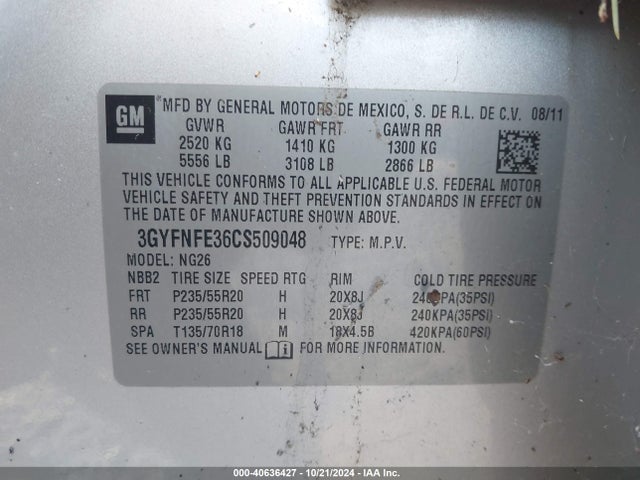 2012 CADILLAC SRX 3GYFNFE36CS509048 Photo 8