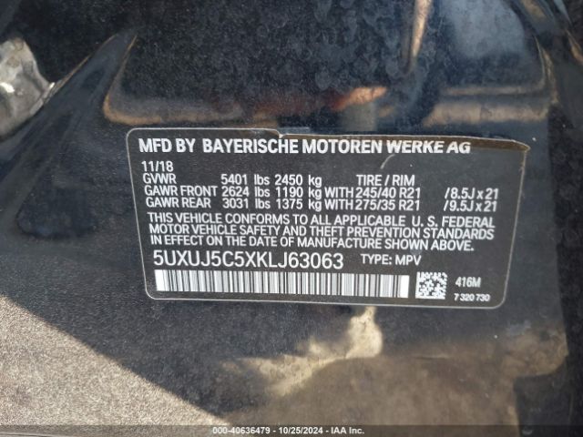 5UXUJ5C5XKLJ63063 BMW X4 M40i