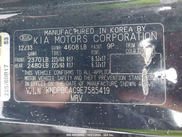 KIA Sportage Lx 2014 KNDPBCAC9E7585419 Image 9
